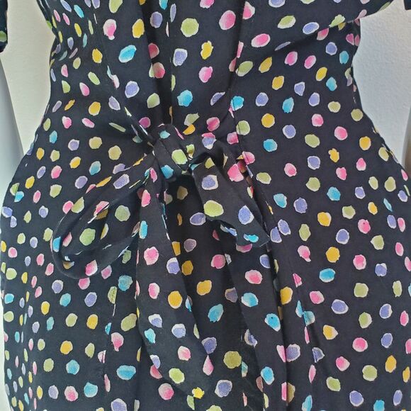 Vintage 80s In Charge Black Rainbow Polkadot Romper - Picture 7 of 11